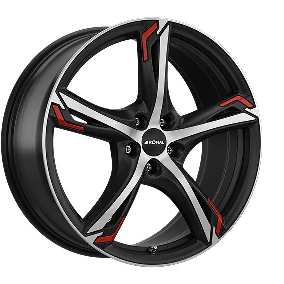 RONAL R62 Red JET BLACK MATT FRONT CUT 7,5x17 5/112 ET27 CB66,6 60°