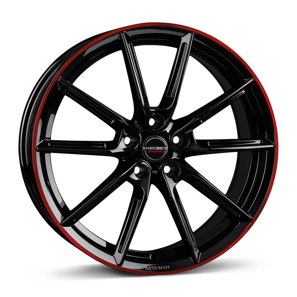 BORBET LX18 Black Gloss Rim Red 8x18 5/112 ET44 CB57.1