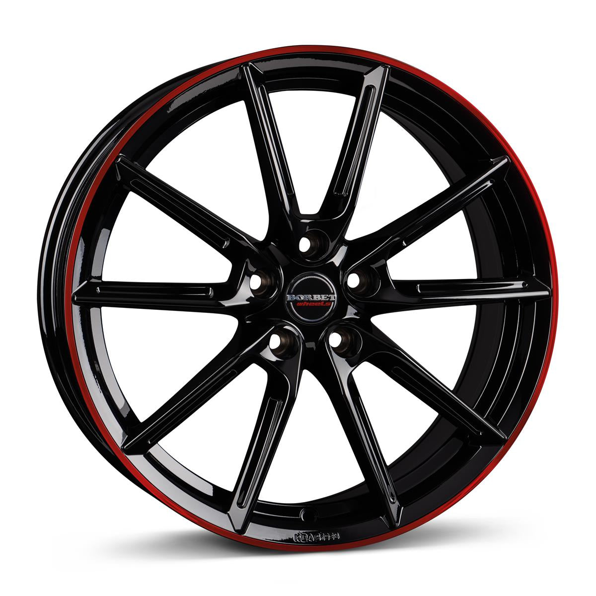 BORBET LX18 Black Gloss Rim Red 8x18 5/112 ET48 CB66.6 60°
