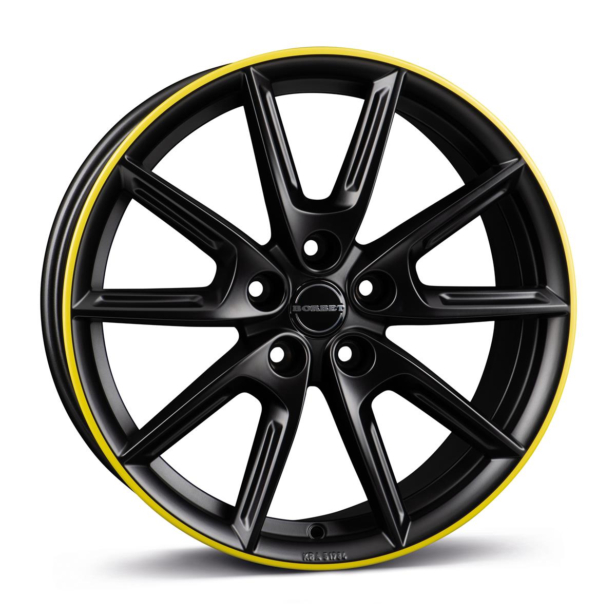 BORBET LX18 black matt rim yellow 8x18 5/112 ET48 CB66.6 60°