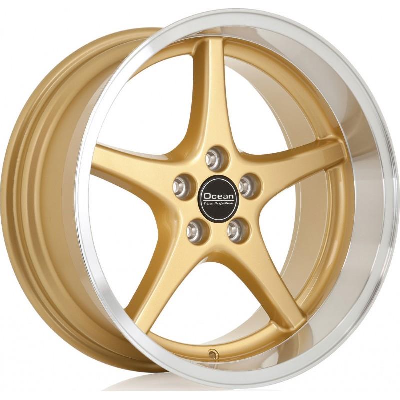 OCEAN WHEELS MK18 Gold Polish Lip 8,5x18 5/108 ET6 CB65,1