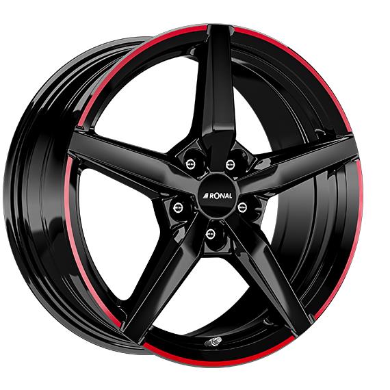 RONAL R69 MCR JET BLACK RED RIM 7,5x17 5/100 ET48 CB68,0