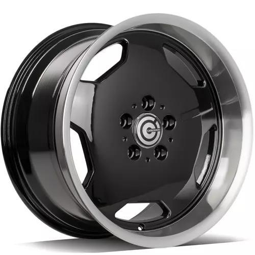 RETRO Black Glossy Lip Polished 8x17 5/112 ET35 CB66.5 60°