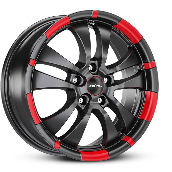 RONAL R59 JET BLACK MATT RED RIM 7x16 4/100 ET38 CB68,0 60°