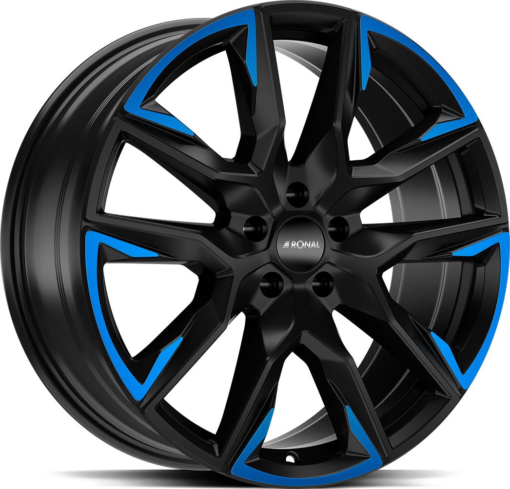 RONAL R71 Jet Black Matt Blue Tinted Mat 8,5x20 5/112 ET42 CB66.5 Kulkona R13