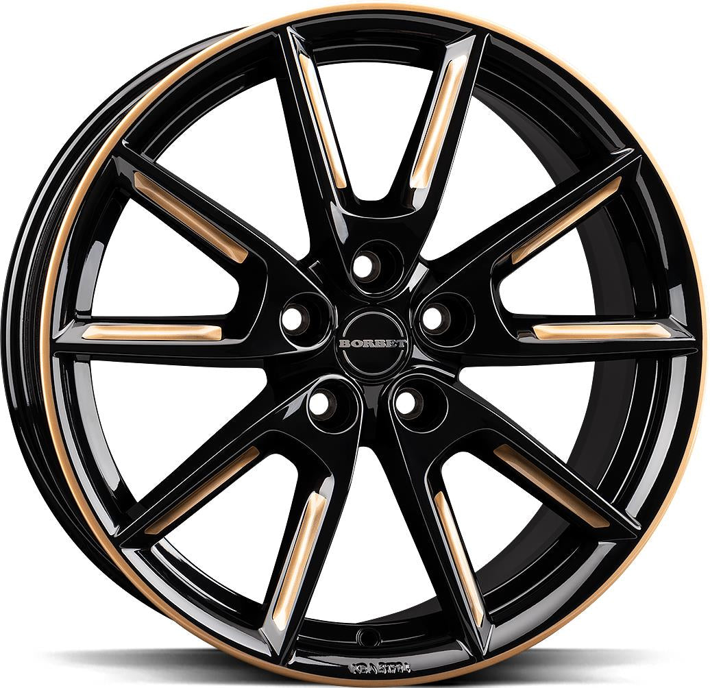 BORBET LX19 Black Gloss Gold Spoke Rim 8x19 5/108 ET45 CB72.5 60°